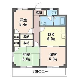 サンライズナミキ 3DKの間取図画像