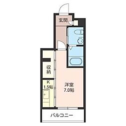 ラフィーネドミール 1Kの間取図画像