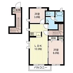 リッジコースト 2LDKの間取図画像