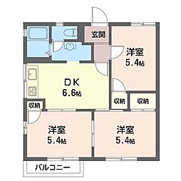 ボナールアイA 3DKの間取図画像