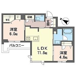 ロゼ アーブル 2LDKの間取図画像