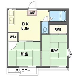 タウニー茅ヶ崎 2DKの間取図画像