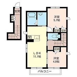メゾンコリーヌA 2LDKの間取図画像