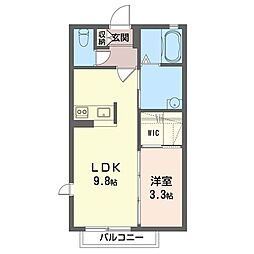 ベルフルール1 1LDKの間取図画像