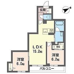 プレミアス 2LDKの間取図画像