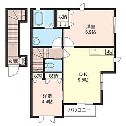 ジュネスイケダ 2DKの間取図画像