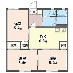 ユーハイツ'93-B 3DKの間取図画像