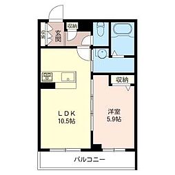 フレアオダサガ 1LDKの間取図画像