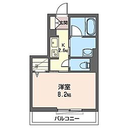 エクラシエ 1Kの間取図画像