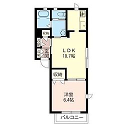 プルメリア 1LDKの間取図画像