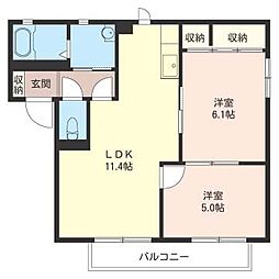 GRヴィレッジA 2LDKの間取図画像