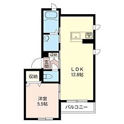 メイプルヒル 1LDKの間取図画像