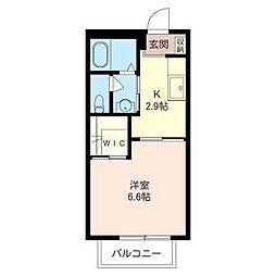 GRヴィレッジD 1Kの間取図画像