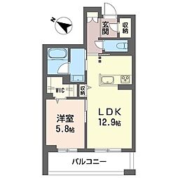 ピアチェーレ 1LDKの間取図画像