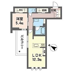 ピアチェーレ 1LDKの間取図画像