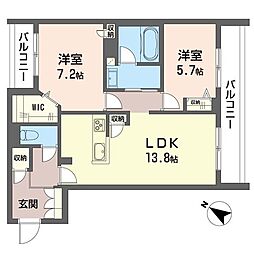 ピアチェーレ 2LDKの間取図画像