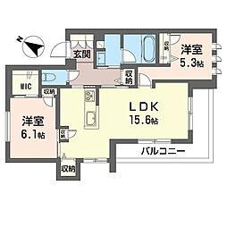ピアチェーレ 2LDKの間取図画像