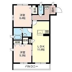 ソラーレ2 2LDKの間取図画像