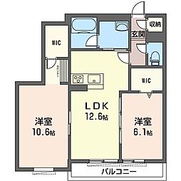 レジデンシャルシトロン 2LDKの間取図画像