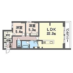 カーサ ファミリオ 2LDKの間取図画像