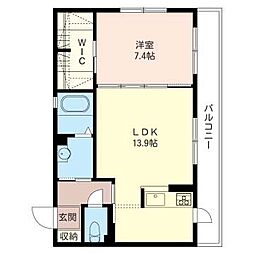 プレジール2 1LDKの間取図画像