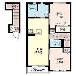 カーサフェリーチェ2 2LDKの間取図画像