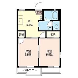 フローラル佐知川B 2Kの間取図画像