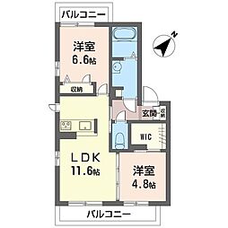 リラフォートM-U 2LDKの間取図画像