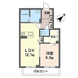 カノン南浦和 1LDKの間取図画像