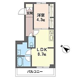 レフィシア東浦和 1LDKの間取図画像