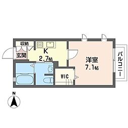 メゾン・ペル 1Kの間取図画像