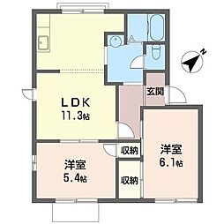 タケヤマハイツA 2LDKの間取図画像