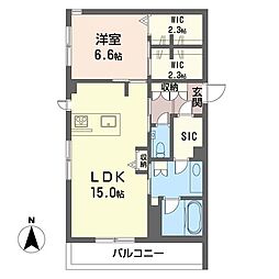 Wa・rau 1LDKの間取図画像