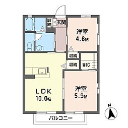 フラット赤井 2LDKの間取図画像