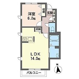 ドムスB 1LDKの間取図画像