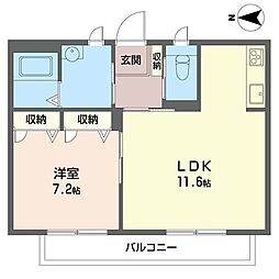 ポルト・ボヌール 1LDKの間取図画像