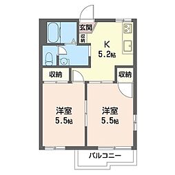 フローラルパレスC 2Kの間取図画像