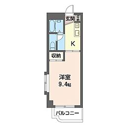 メイプルタウン 1Kの間取図画像