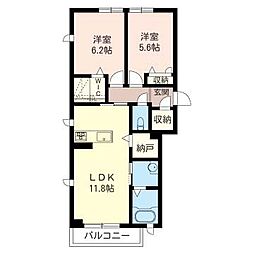 レユシールE 2LDKの間取図画像