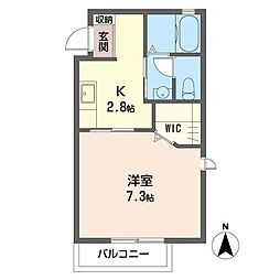 メゾンフルール 1Kの間取図画像