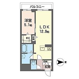 ディアコート並木元町 1LDKの間取図画像