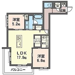 Wisteria所沢 2LDKの間取図画像