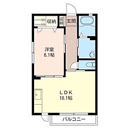 ボヌール楠 1LDKの間取図画像