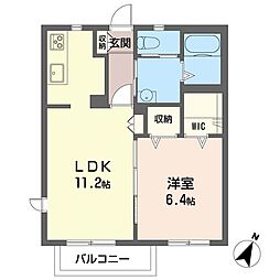 シエル 1LDKの間取図画像