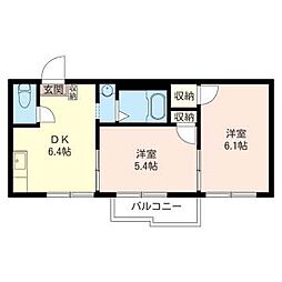 エクセルグリーン 2DKの間取図画像