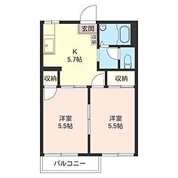 ドミールスズキ 2Kの間取図画像