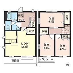サンライズハイツC 3LDKの間取図画像