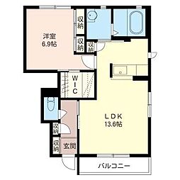 サニーフラットB 1LDKの間取図画像