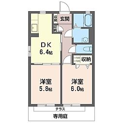 プレジール1 2DKの間取図画像