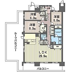 デュオヒルズ新所沢駅前 3LDKの間取図画像